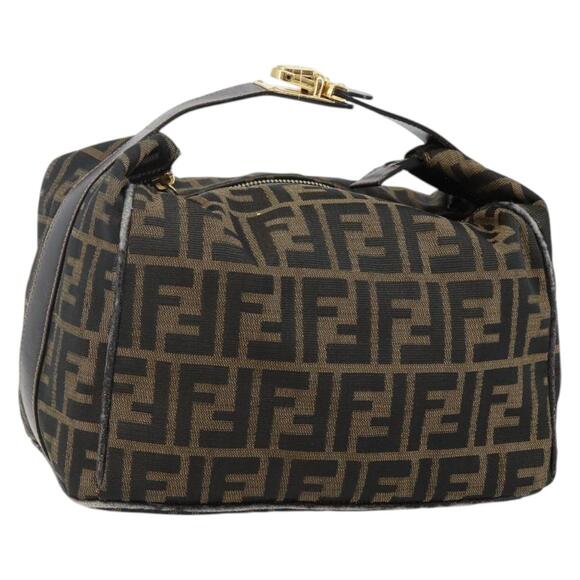 FENDI Zucca Canvas Hand Bag Black Brown - Picture 1 of 12